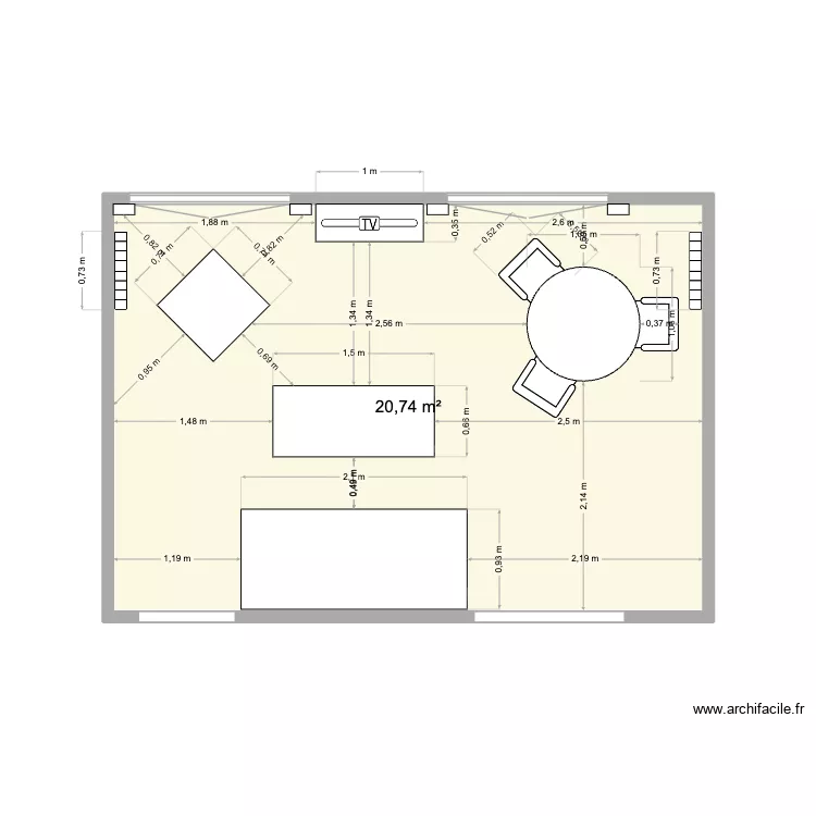 Dijon V1. Plan de 1  et 21 m²