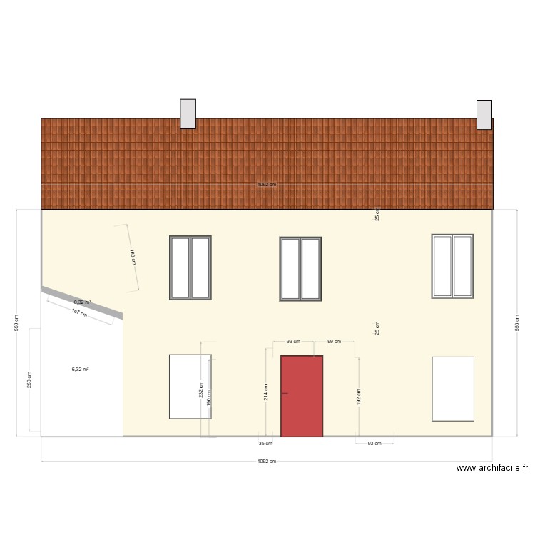 DP4 PLAN arrière maison  avant travaux. Plan de 0 pièce et 0 m2