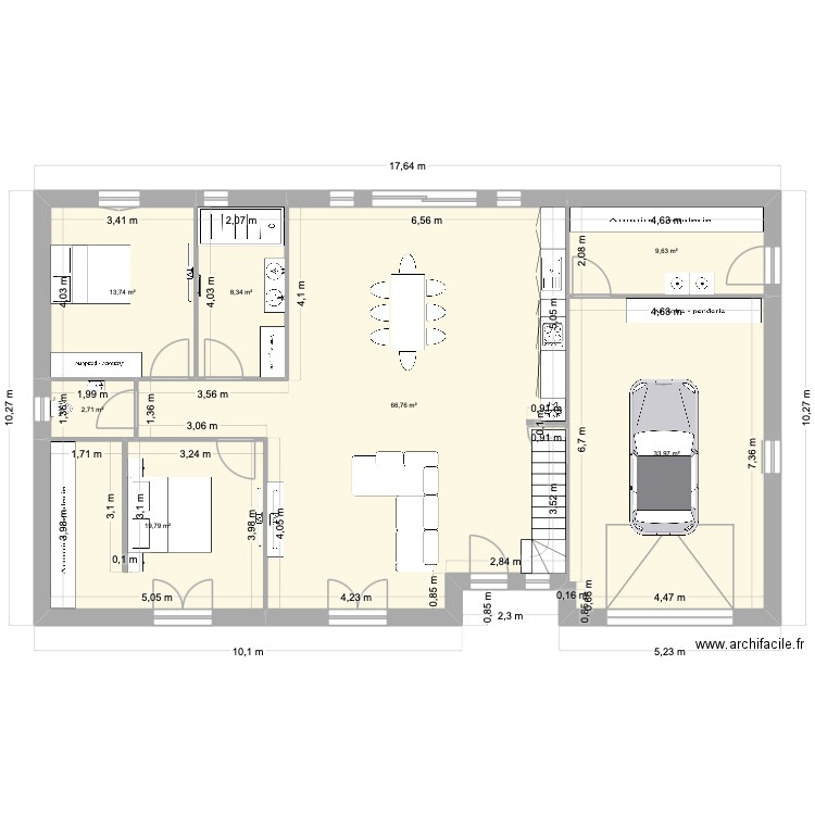 projet 2. Plan de 7 pièces et 155 m2
