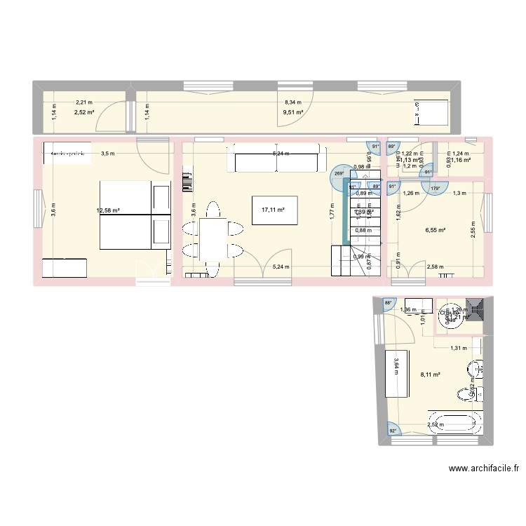 Le Coulet situa existante. Plan de 10 pièces et 61 m2