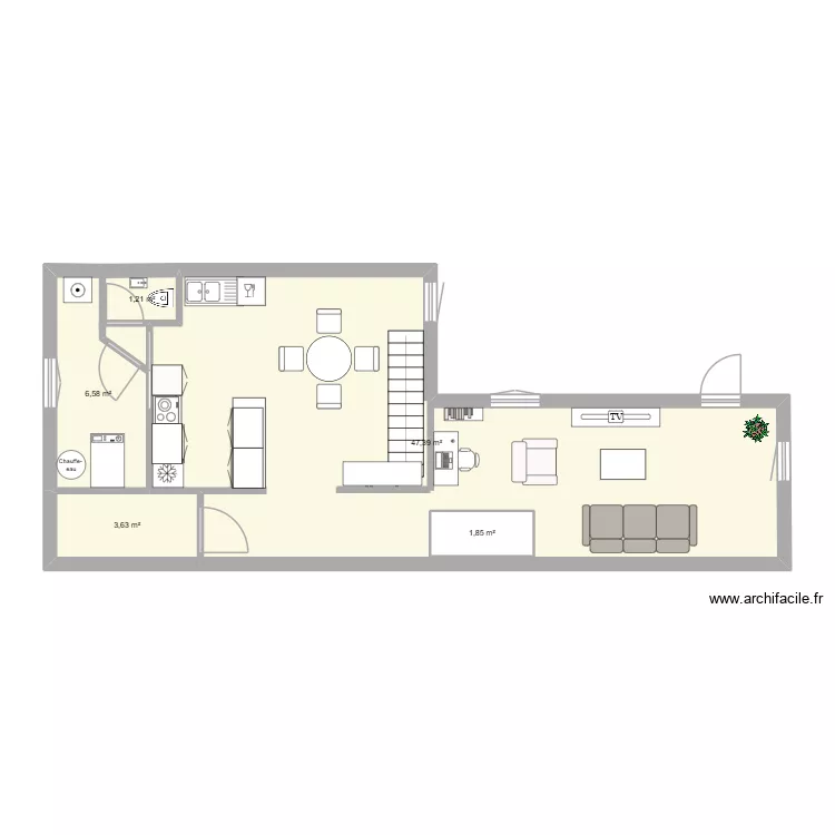 RDC LOC 2 v3. Plan de 5 Pièces et 63 m²