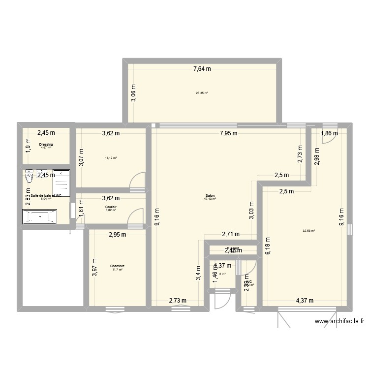3eprojet. Plan de 11 pièces et 149 m2