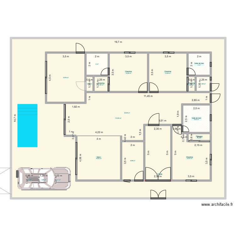 YENEV1. Plan de 52 pièces et 740 m2