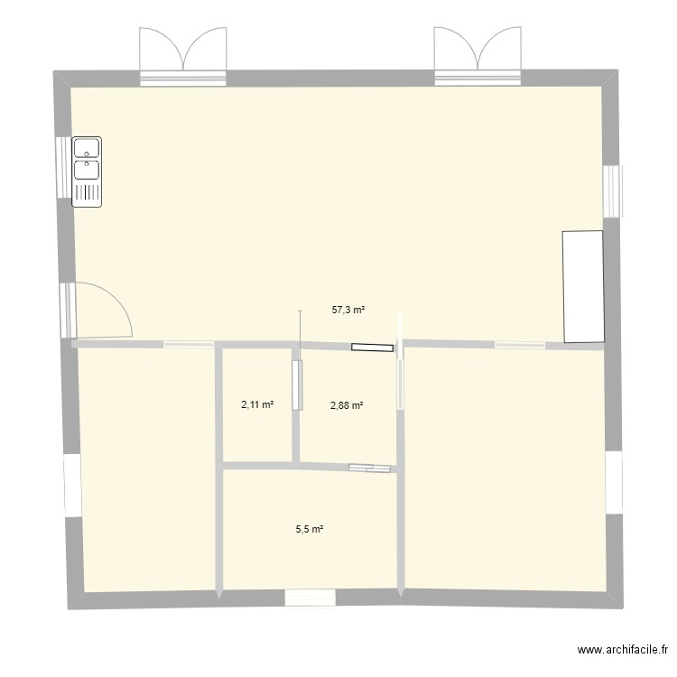 MFC. Plan de 4 pièces et 68 m2