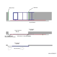 plan pose rail ma&ccedil;onneries 4 m coulissant &agrave; gauche avec  portillon poussant droit