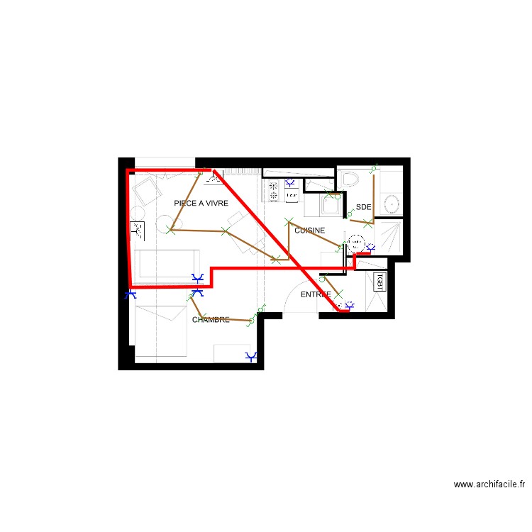 plan studio. Plan de 0 pièce et 0 m2