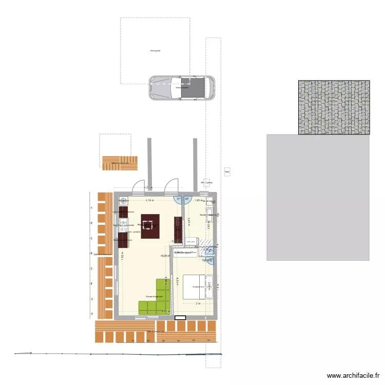cote exact. Plan de 1  et 48 m²