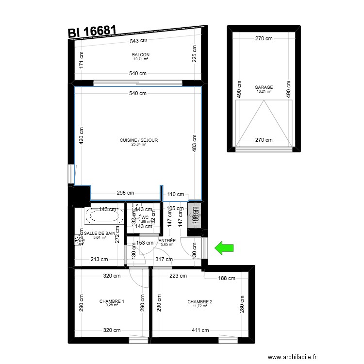 BI 16681. Plan de 11 pièces et 85 m2
