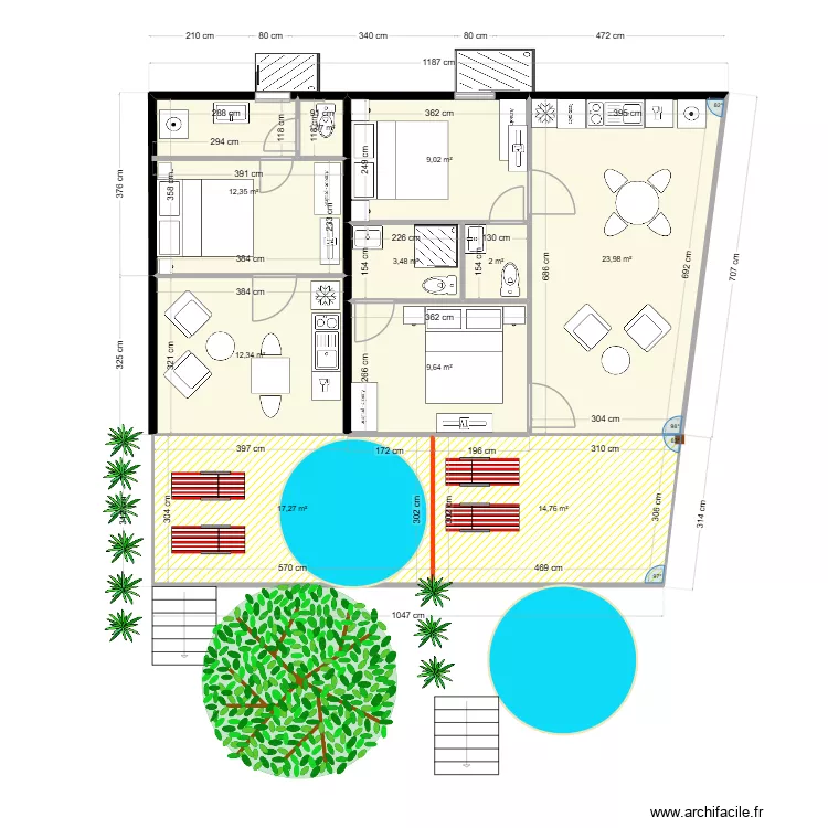 Popotte Steph 10 mai 26 face. Plan de 10  et 106 m²