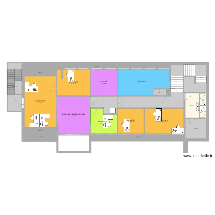Mairie Etage - Projet. Plan de 23 pièces et 251 m2