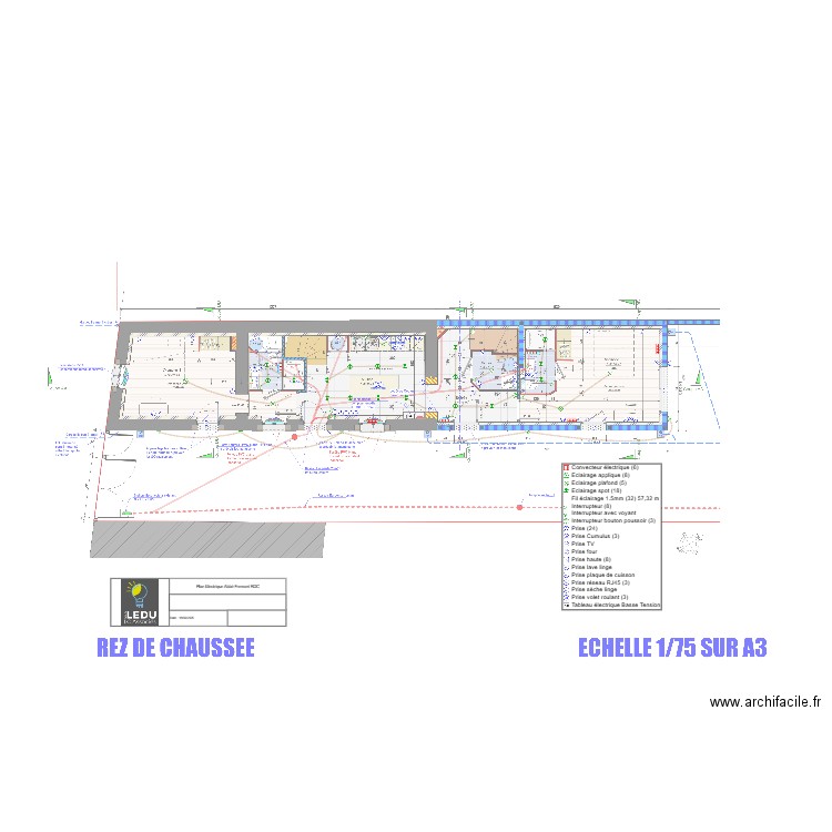 Plan Electrique Abbé Fremont RDC. Plan de 0 pièce et 0 m2