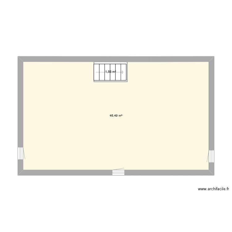 2ème étage. Plan de 2 pièces et 50 m2