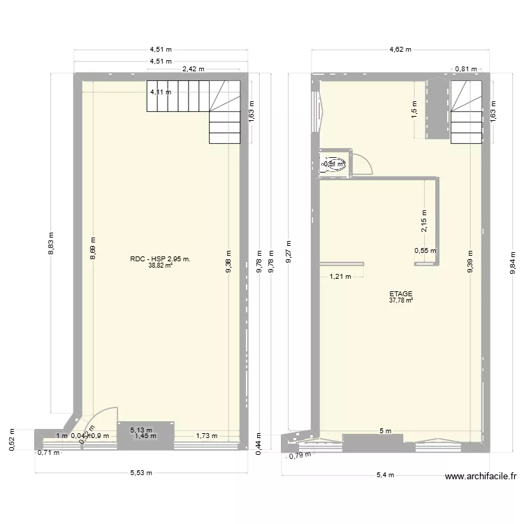 Monde 1. Plan de 3  et 77 m²