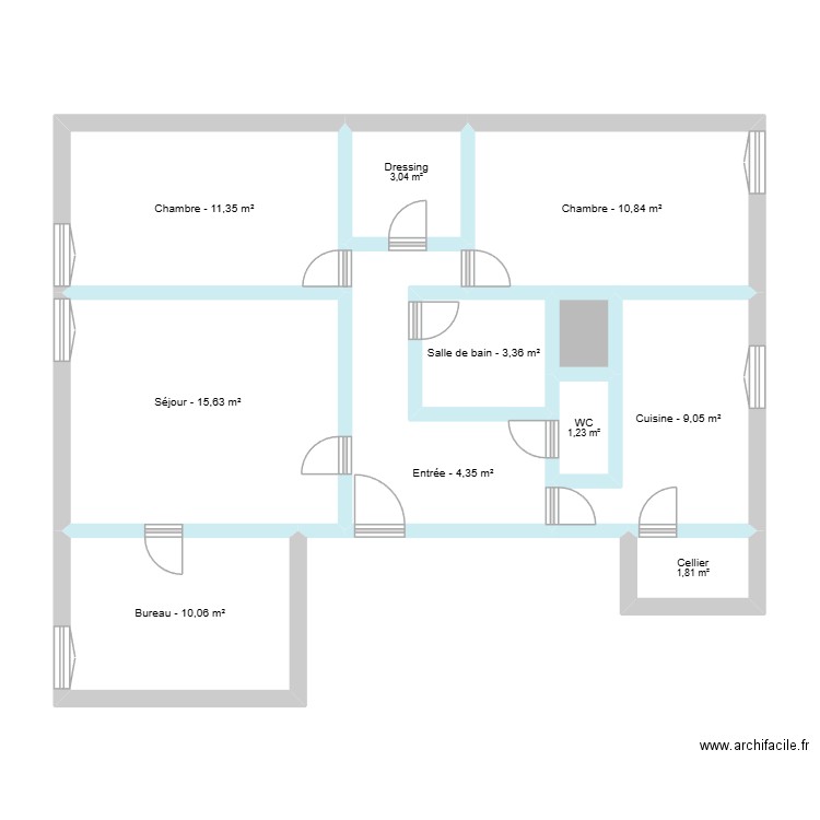 Appart 2. Plan de 11 pièces et 73 m2