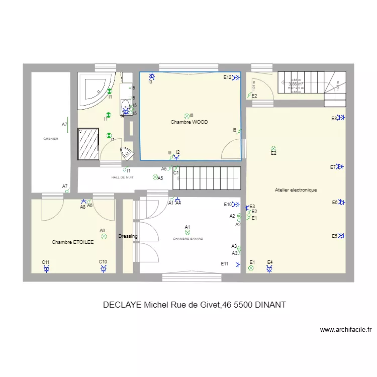 ETAGE l'orchid&eacute;es Electricit&eacute;. Plan de 