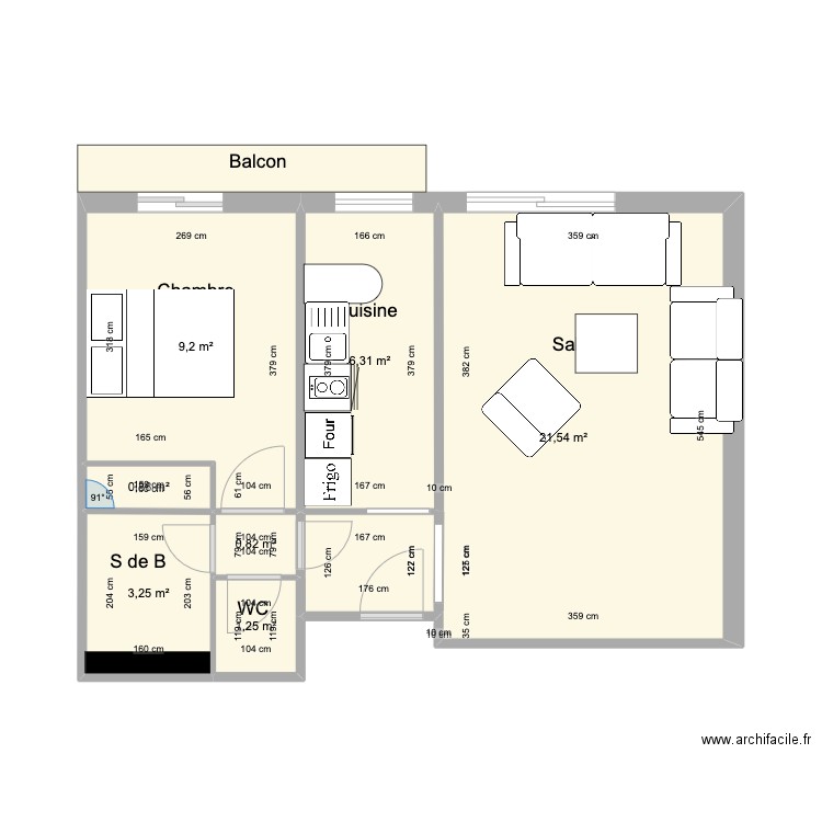 Appartement Paris 19eme_2. Plan de 7 pièces et 43 m2