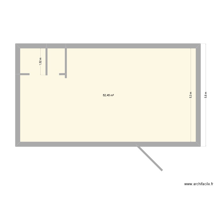 PVO - Plan - Avec position meuble - Origine. Plan de 1 pièce et 52 m2