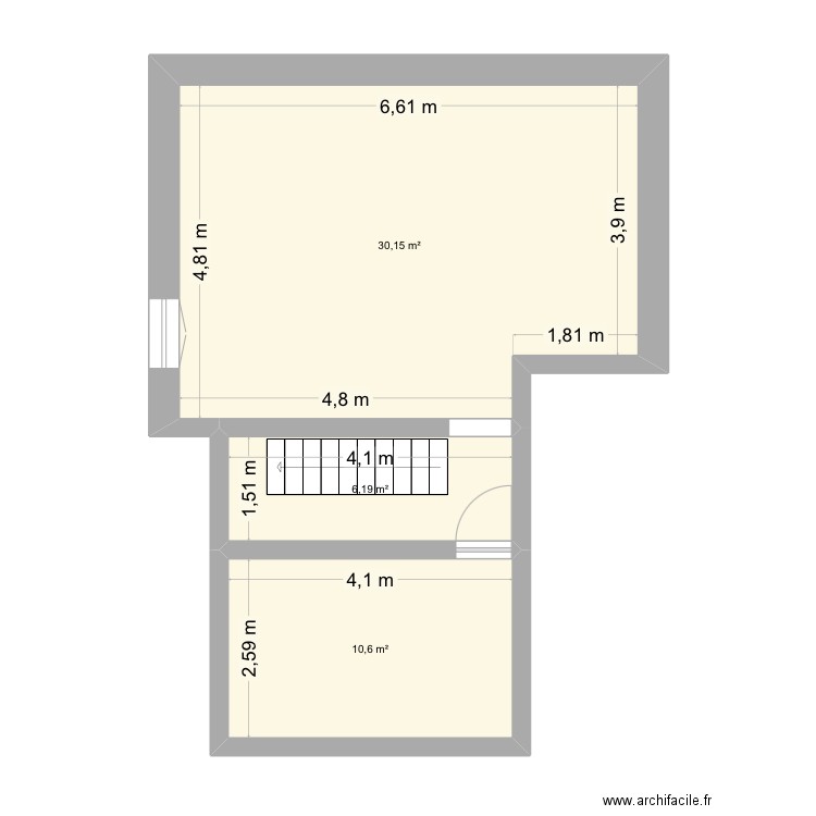 223 chemin du thou etage. Plan de 3 pièces et 47 m2