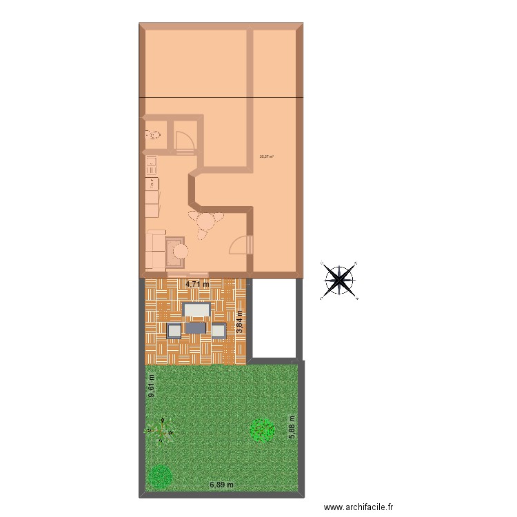 plan de masse existant malbec. Plan de 4 pièces et 68 m2