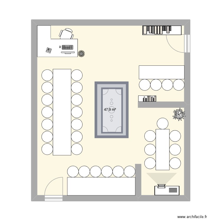 salle mcvB. Plan de 1 pièce et 48 m2