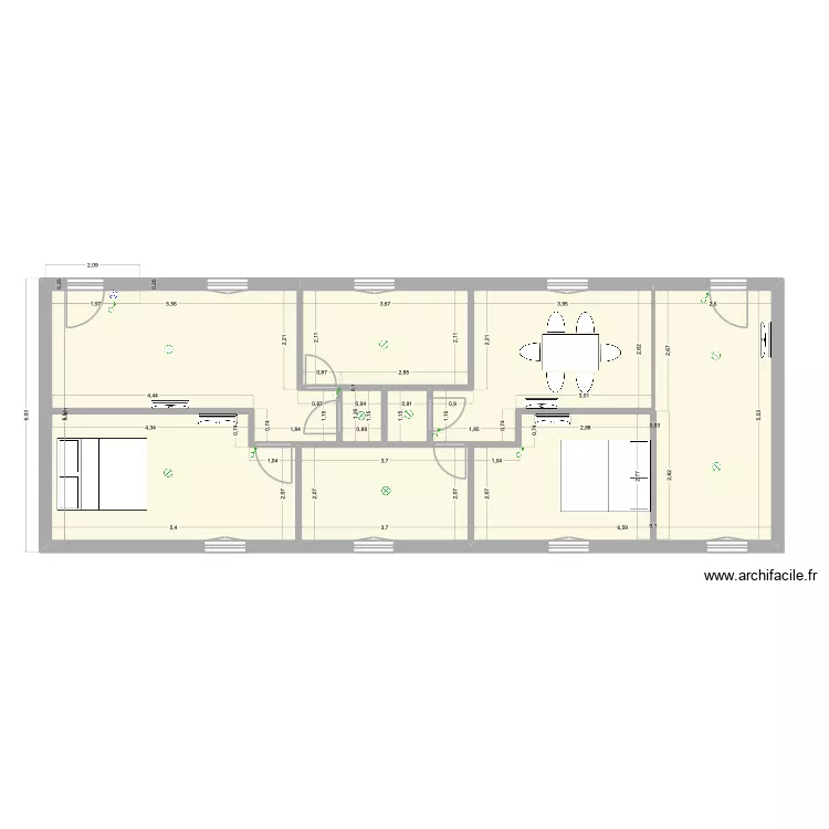 meh 1 etage. Plan de 6  et 84 m²