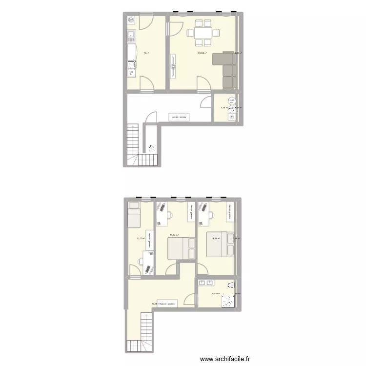 Maison loc 120m2. Plan de 12 et 107 m² Maison loc 120m2. Plan de 12 et 107 m²