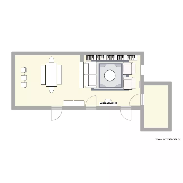 salon. Plan de 2  et 43 m²