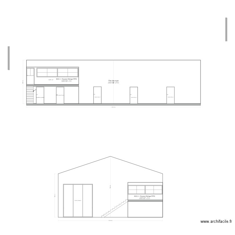 Plan de coupe Garage Ferraud. Plan de 1 pièce et 4 m2