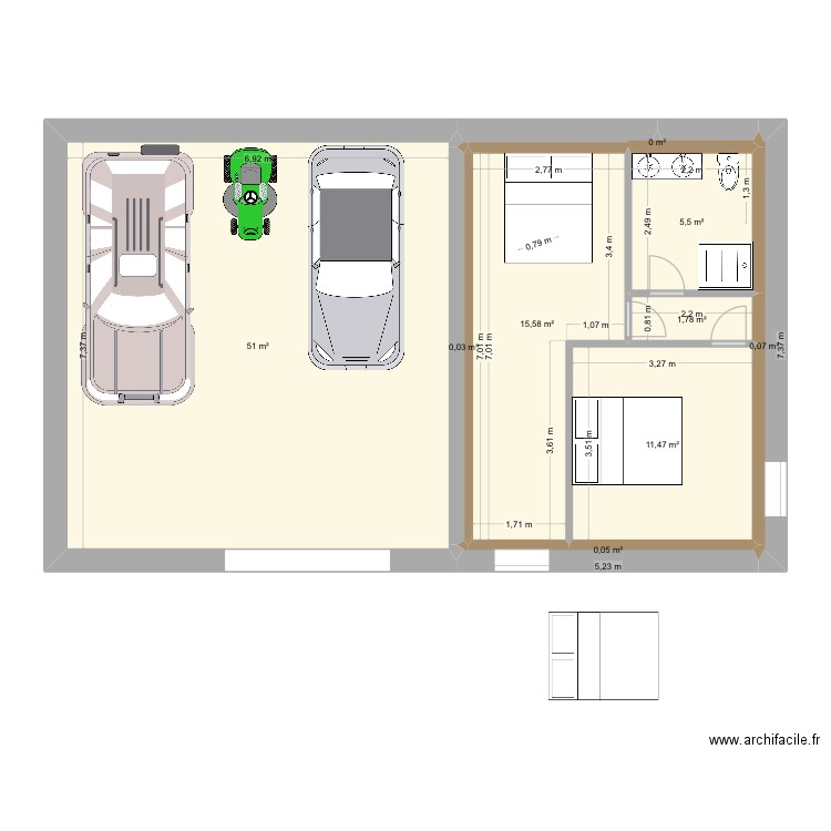 LGN4. Plan de 9 pièces et 85 m2
