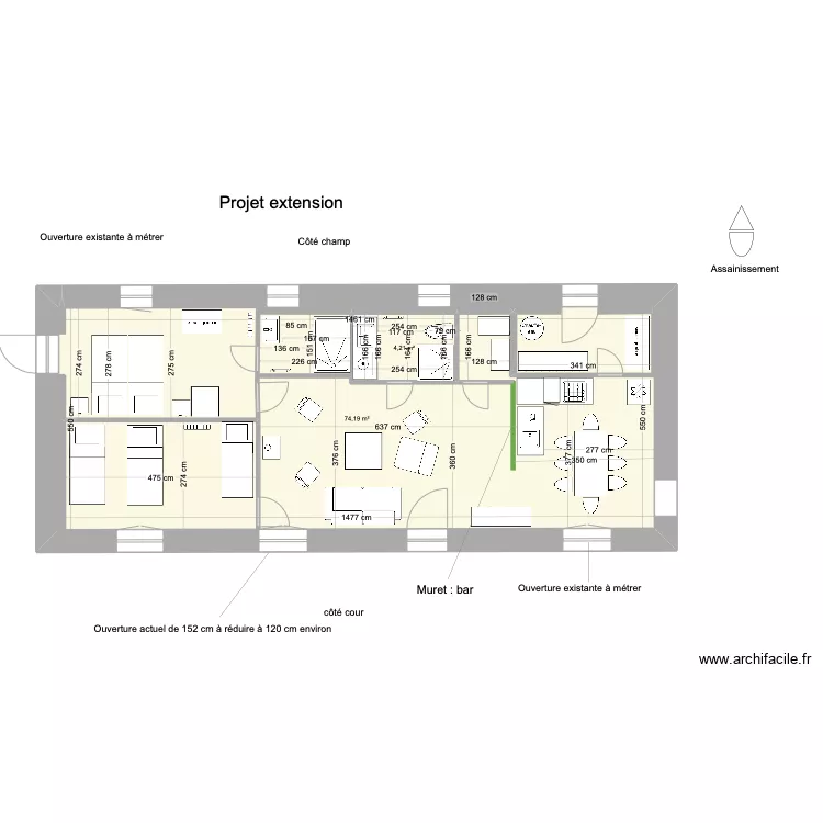 extension. Etat vierge. Plan de 