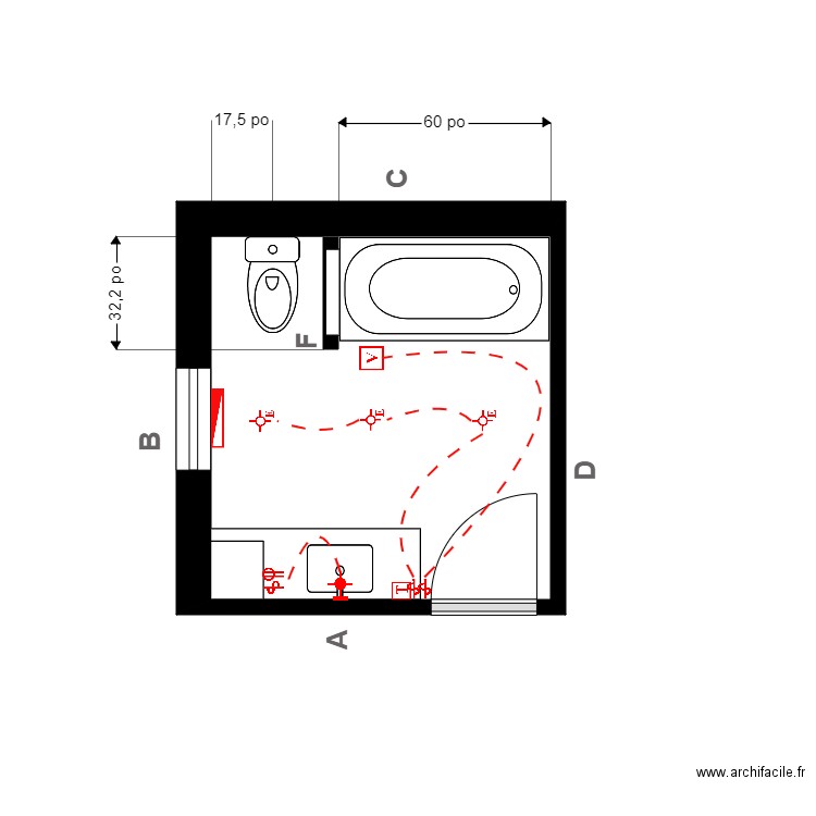 cote electrique. Plan de 1 pièce et 6 m2