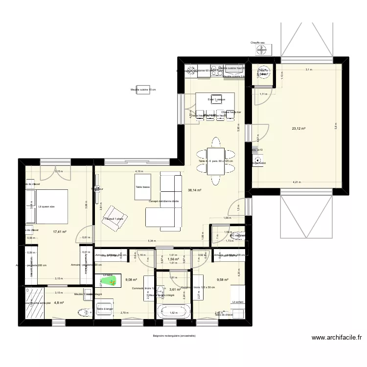 Maison Cestas Joffrey et Mal&eacute;na. Plan de 8  et 109 m²