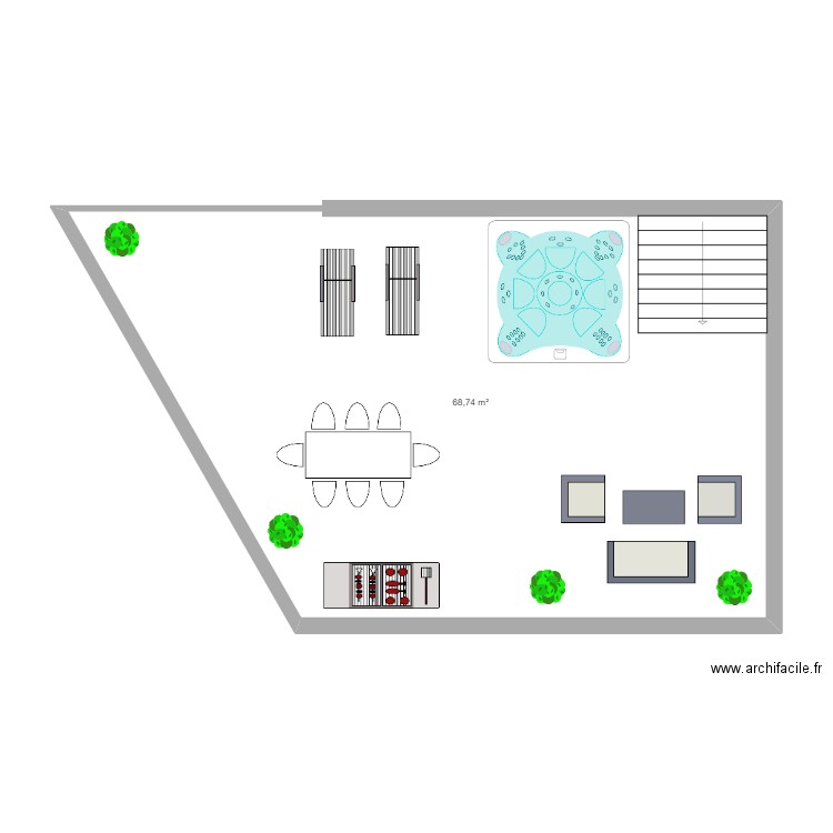 plan exterieur. Plan de 1 pièce et 69 m2