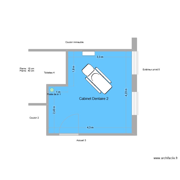30905 Cabinet 2. Plan de 1 pièce et 16 m2