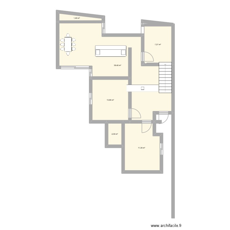 aissak. Plan de 6 pièces et 71 m2