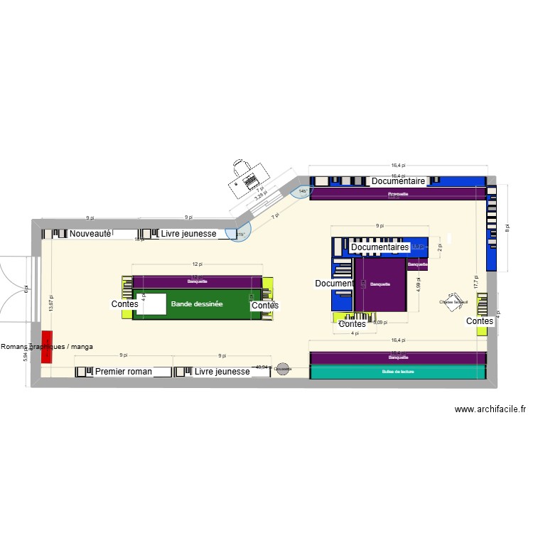 Schéma école. Plan de 1 pièce et 59 m2