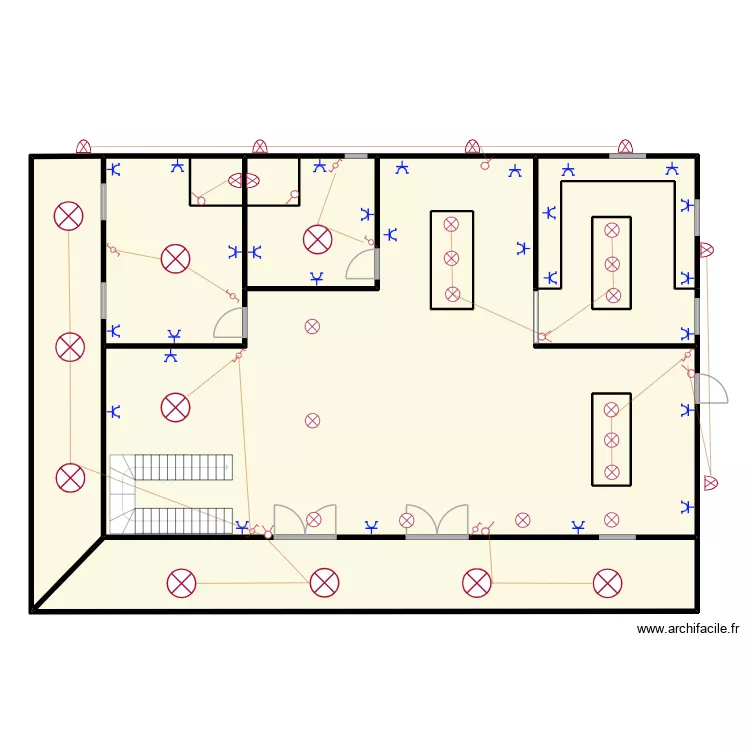 M cl&eacute;mentine Appareil C&acirc;blage. Plan de 12 Pièces et 310 m²