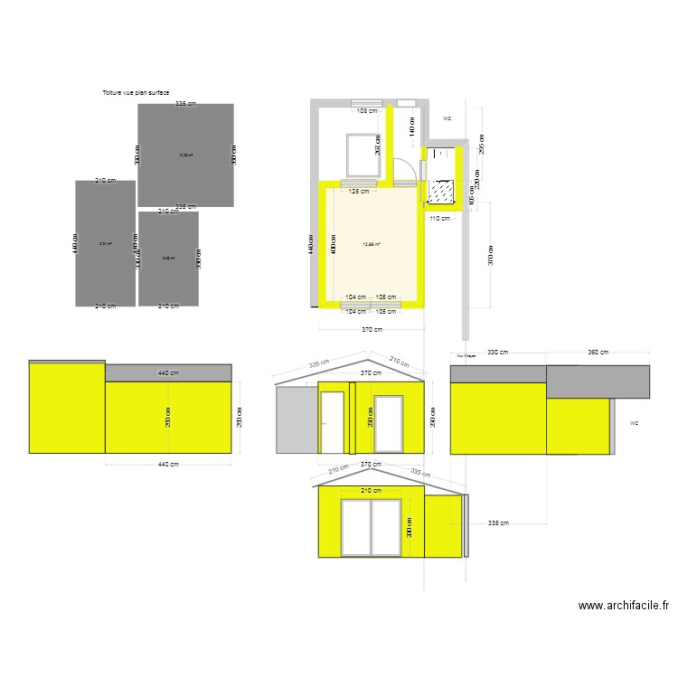 Projet Forest 2 versants. Plan de 1 pièce et 13 m2