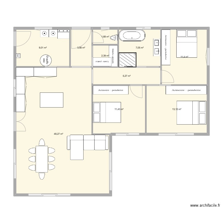 plan1. Plan de 10 pièces et 113 m2