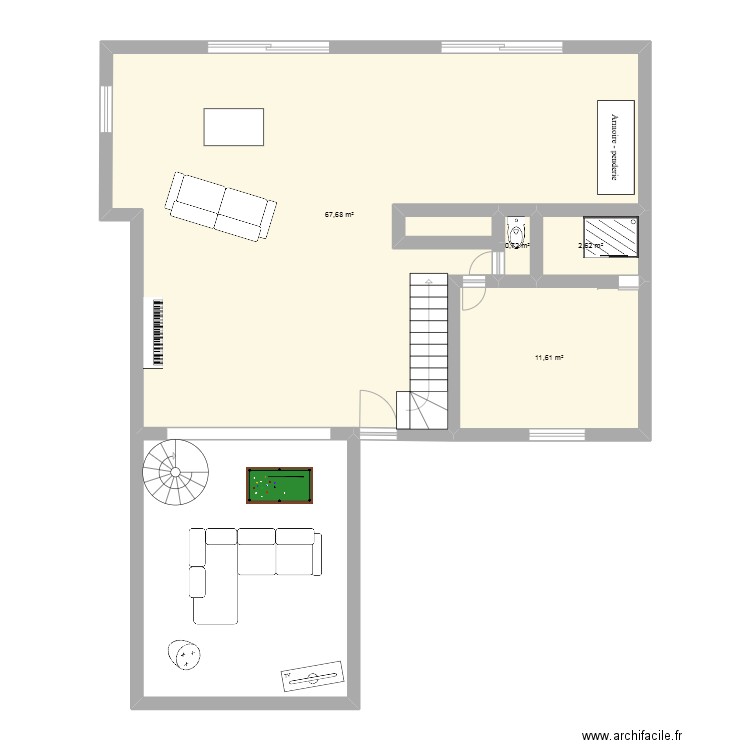 Extension. Plan de 4 pièces et 83 m2
