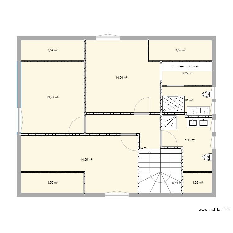 noailles2. Plan de 12 pièces et 76 m2