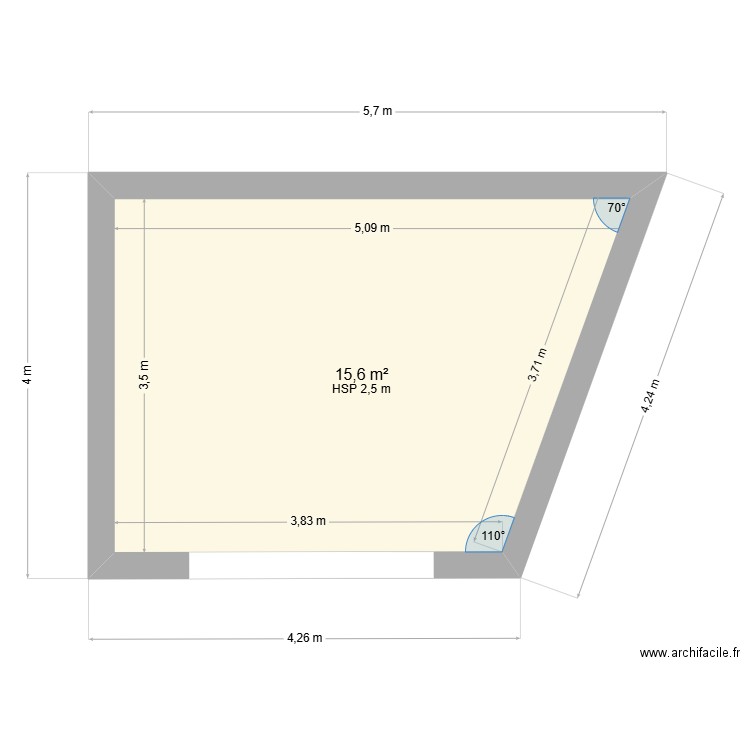 Abri de jardin. Plan de 1 pièce et 16 m2