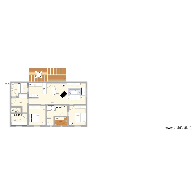 Bungalow 100 m2 - Ost-Eingang. Plan de 10 pièces et 100 m2
