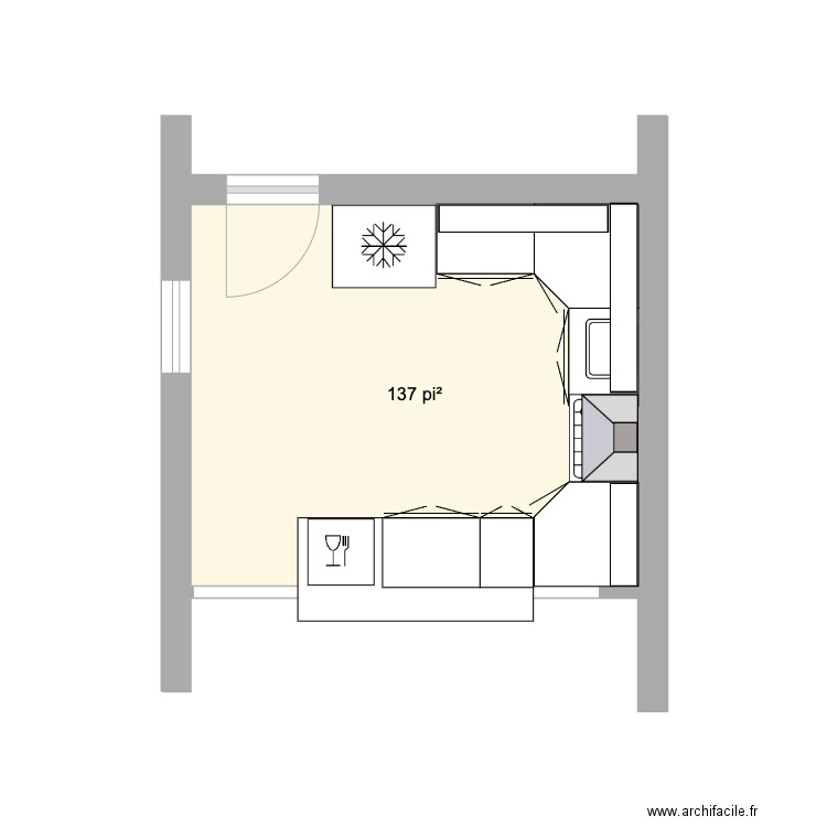 Delmar Kitchen only. Plan de 1 pièce et 13 m2