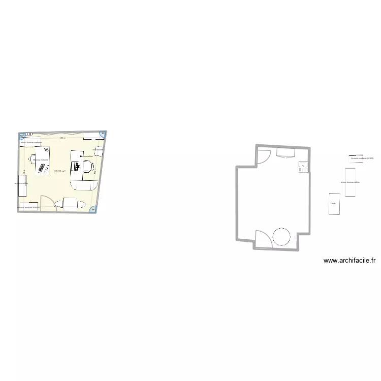 nouveau bureau. Plan de 1  et 20 m²