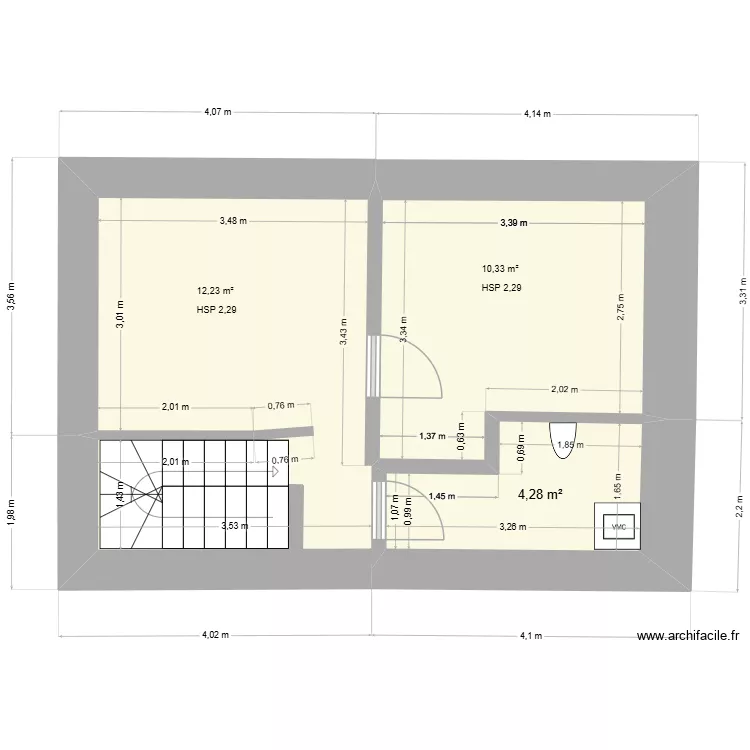 r2 actuel corcy. Plan de 3  et 30 m²