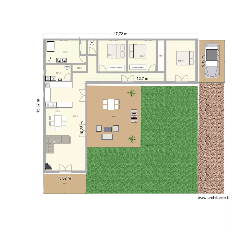 Plan maison 2. Plan de 8  et 122 m²