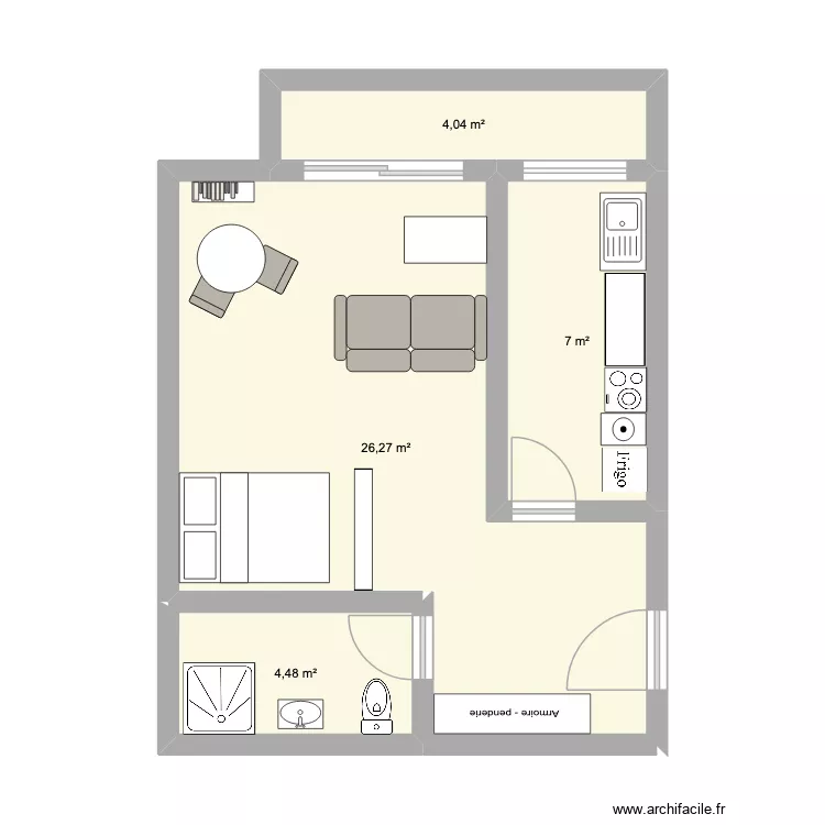 V2 appart. Plan de 4 et 42 m² V2 appart. Plan de 4 et 42 m²