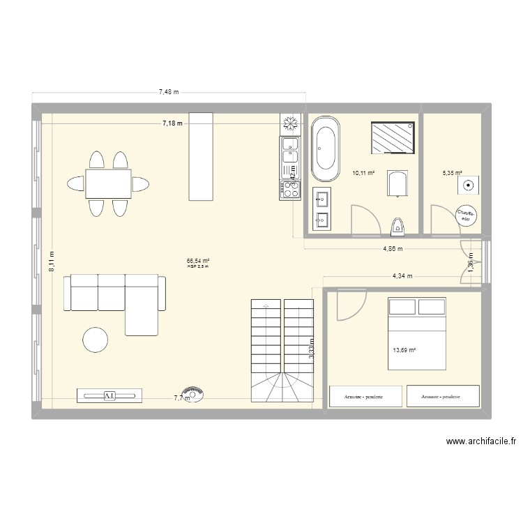 maison en a2. Plan de 4 pièces et 96 m2