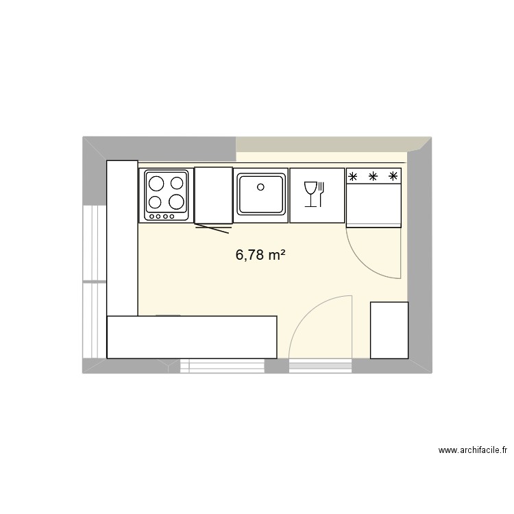 Nina B. Plan de 1 pièce et 7 m2